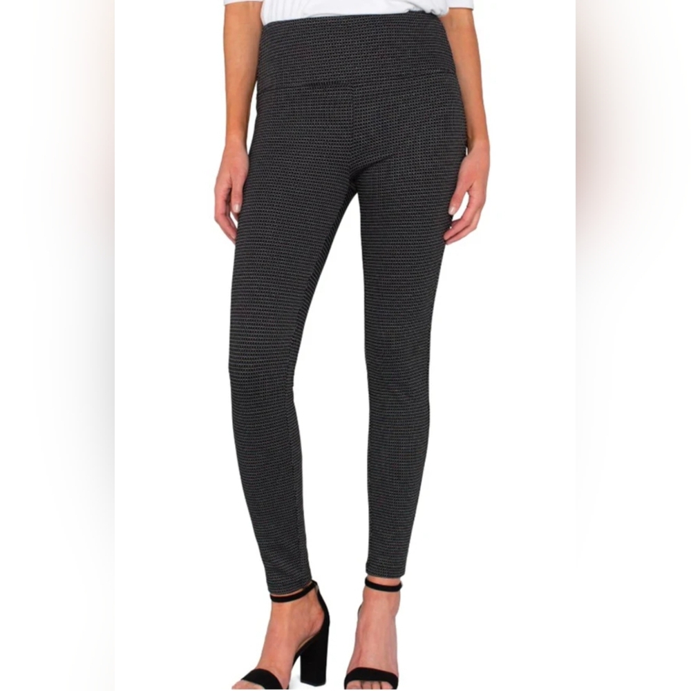 Liverpool Pearl Pull On Leggings Pants Size S Black/White Mini Grid Casual